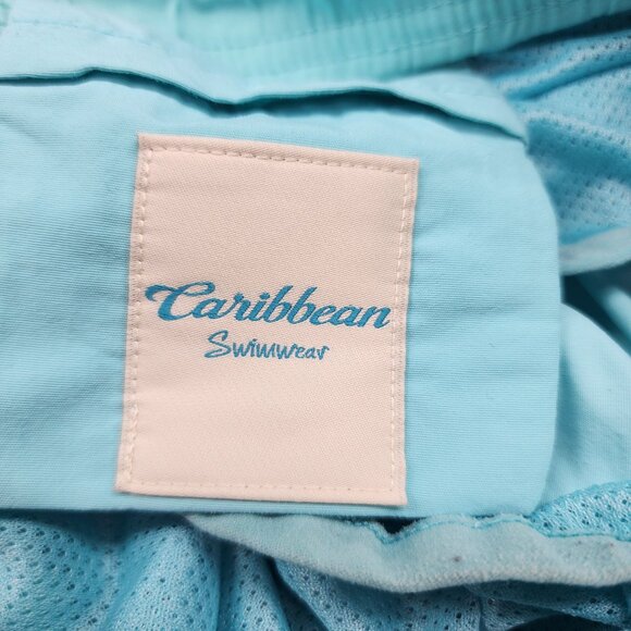 Mens Caribbean Swimwear Blue Swim Trunks Shorts Drawstring Waist Mesh Lining XL - Picture 12 of 13